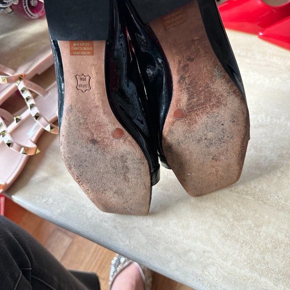 BCBG Black Open Toe Rock Stud Flats - Picture 8 of 8